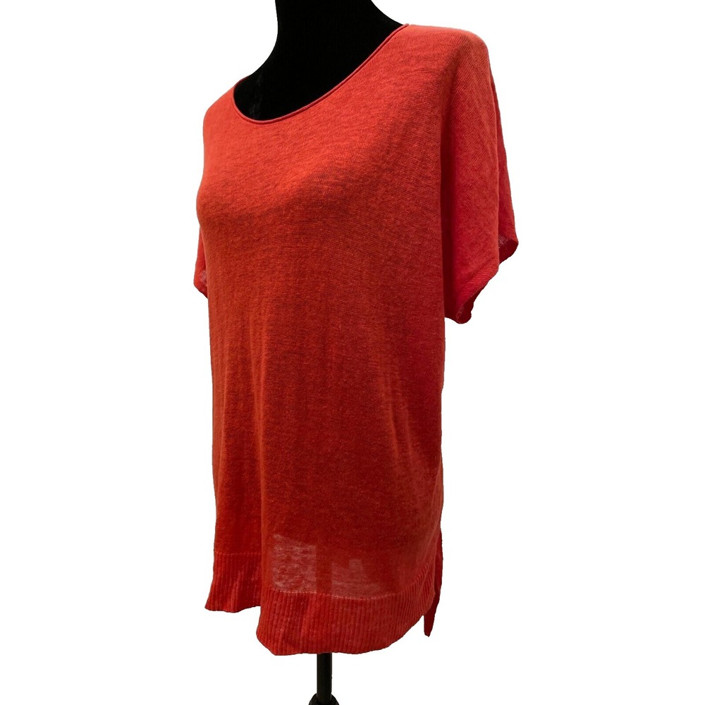 Eileen Fisher Womens Pullover Scoop Neck Tunic Top Size Small Red 100% Linen - Picture 5 of 12
